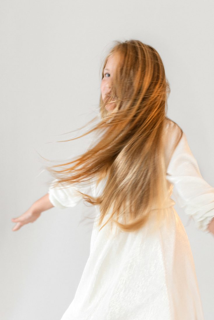 La chevelure de ma fille, en mouvement